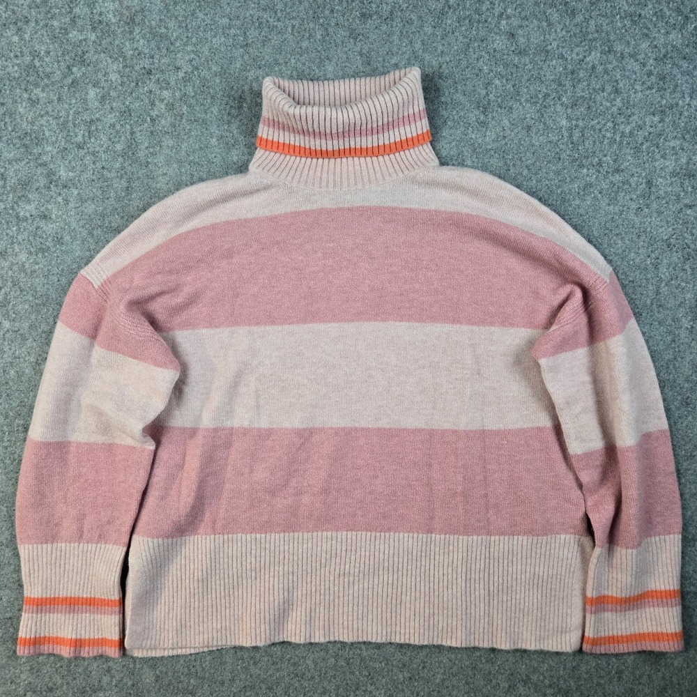 J. Crew Wool Turtleneck Sweater Womens S Pastel Pink‎ Supersoft Striped NEW